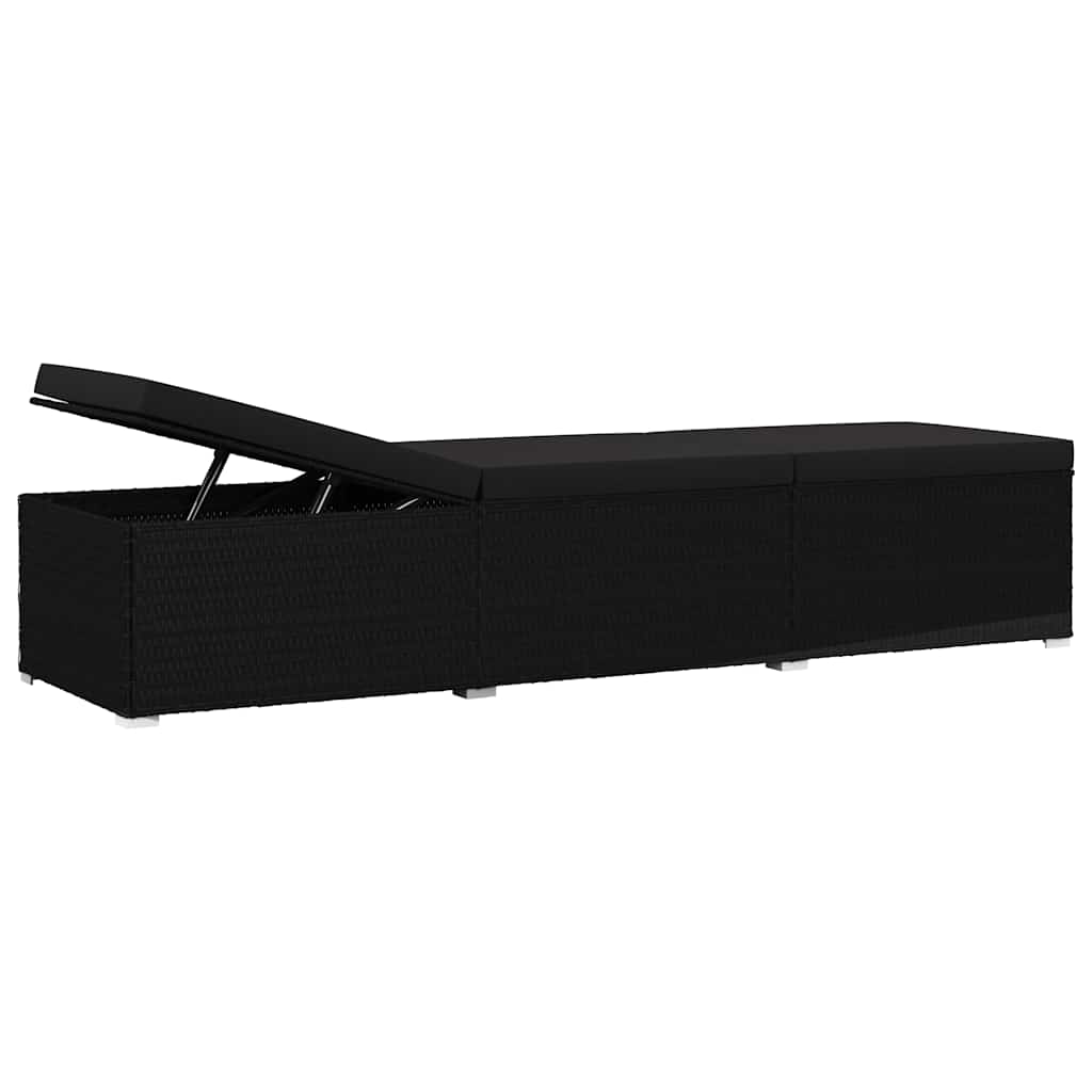 Garden Sunloungers Reclining 3 pcs Black Poly rattan