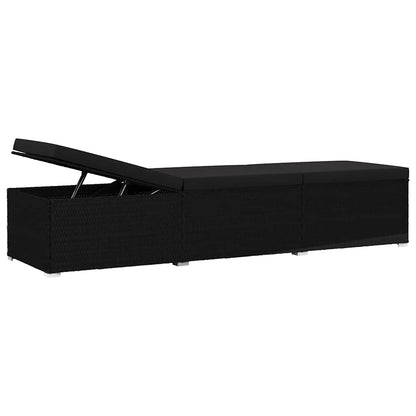 Garden Sunloungers Reclining 3 pcs Black Poly rattan