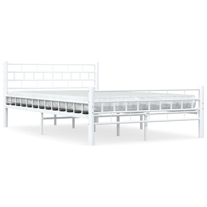 Bed Frame | White | Metal frame with plywood slats | Double | Durable