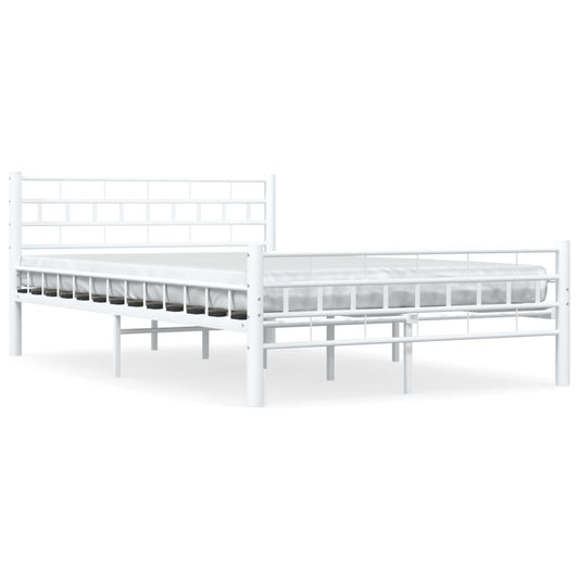 Bed Frame | White | Metal frame with plywood slats | Double | Durable