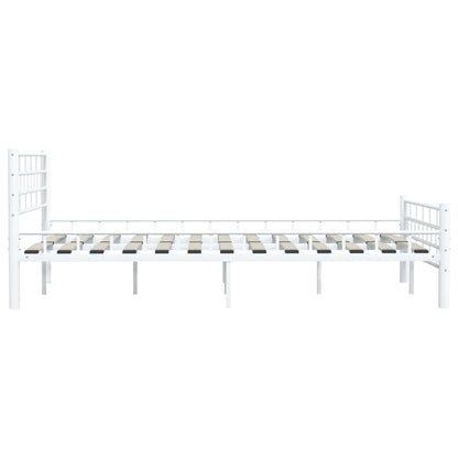 Bed Frame | White | Metal frame with plywood slats | Double | Durable