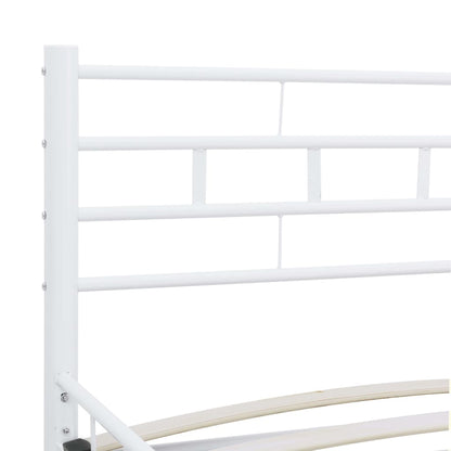 Bed Frame | White | Metal frame with plywood slats | Double | Durable