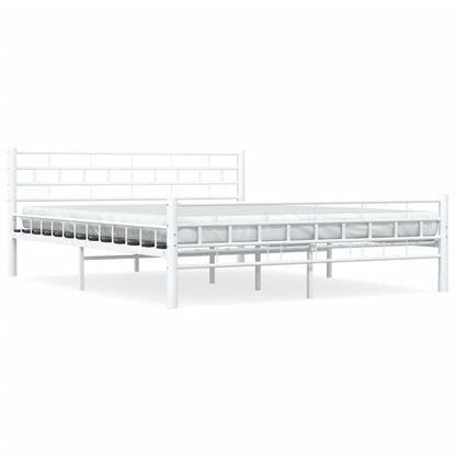 Bed Frame | White | Metal, Plywood | Double | Durable | Bed Frame