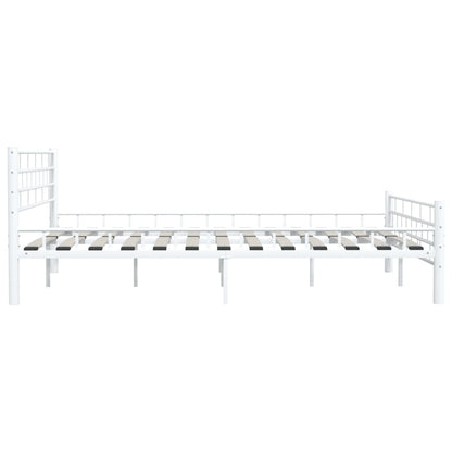 Bed Frame | White | Metal, Plywood | Double | Durable | Bed Frame
