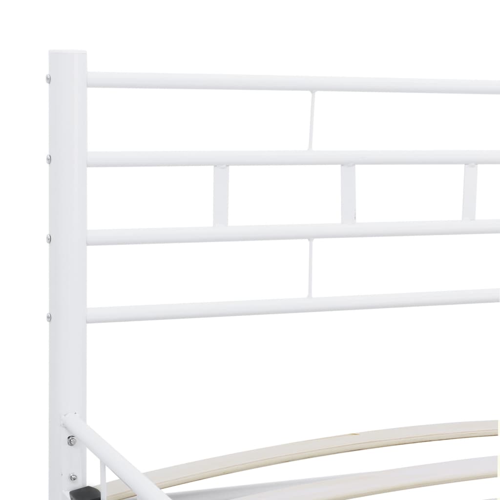 Bed Frame | White | Metal, Plywood | Double | Durable | Bed Frame