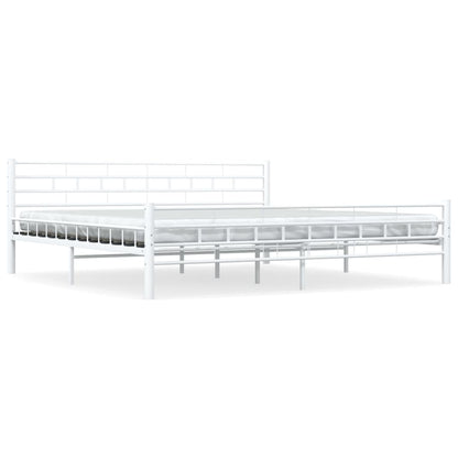 Bed Frame | White | Metal frame, plywood slats | Double |  Durable