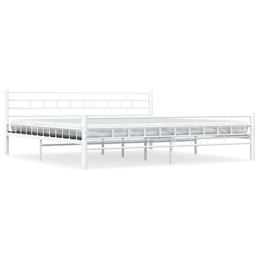 Bed Frame | White | Metal frame, plywood slats | Double |  Durable