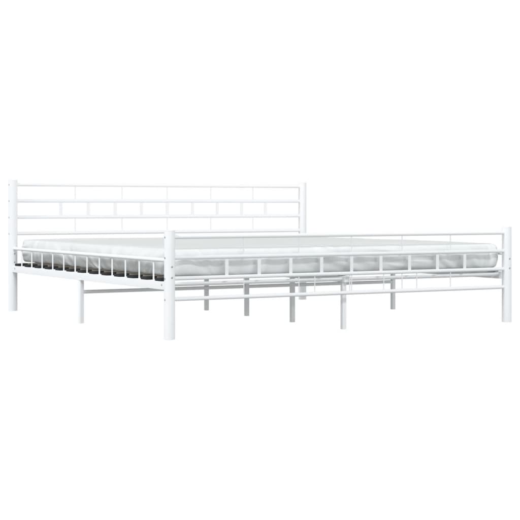 Bed Frame | White | Metal frame, plywood slats | Double |  Durable