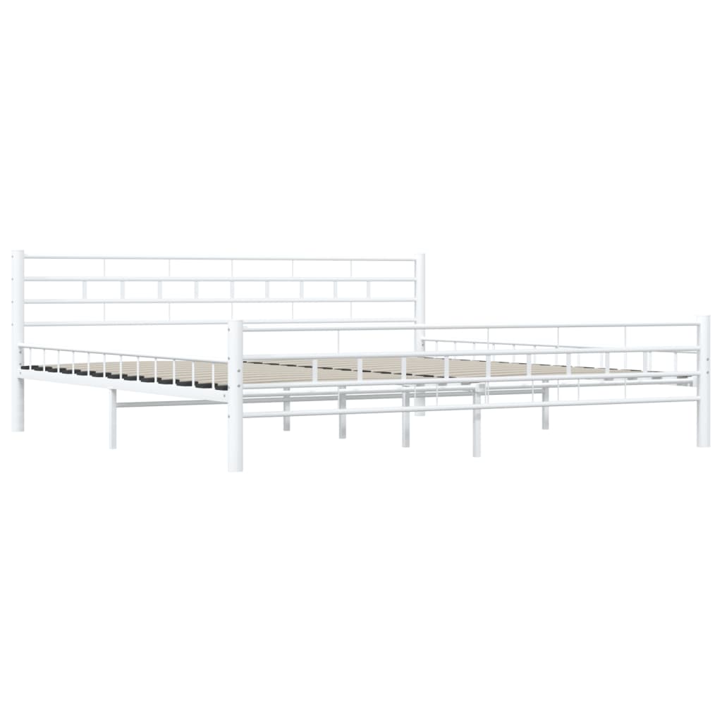 Bed Frame | White | Metal frame, plywood slats | Double |  Durable