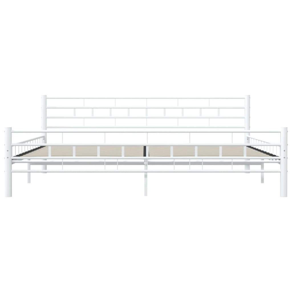 Bed Frame | White | Metal frame, plywood slats | Double |  Durable
