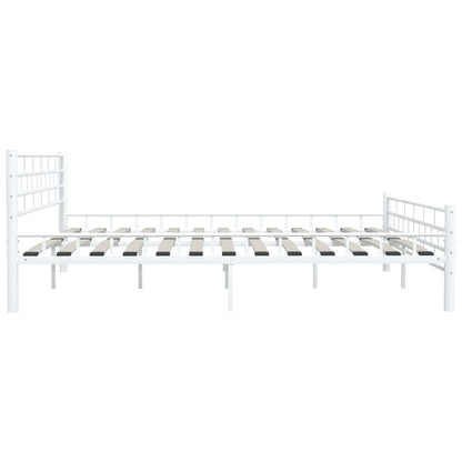 Bed Frame | White | Metal frame, plywood slats | Double |  Durable