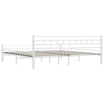Bed Frame | White | Metal frame, plywood slats | Double |  Durable