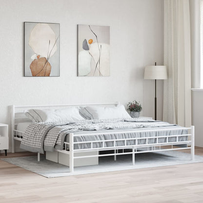 Bed Frame | White | Metal frame, plywood slats | Double |  Durable