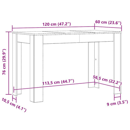Dining Table White 120x60x76 cm Engineered Wood