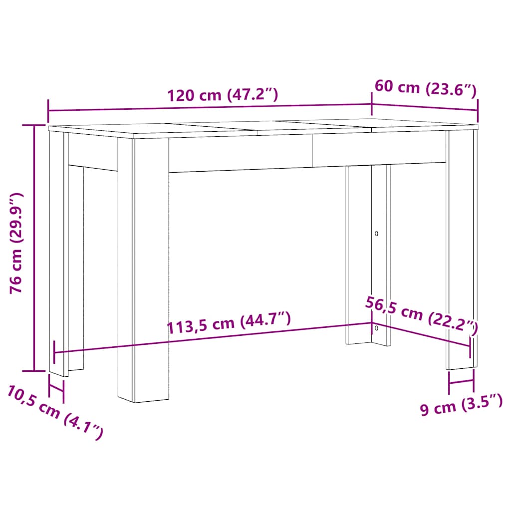 Dining Table Sonoma Oak 120x60x76 cm Engineered Wood