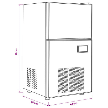 Ice Cube Maker with Door Silver 43 x 40 x 71 cm Stainless Steel