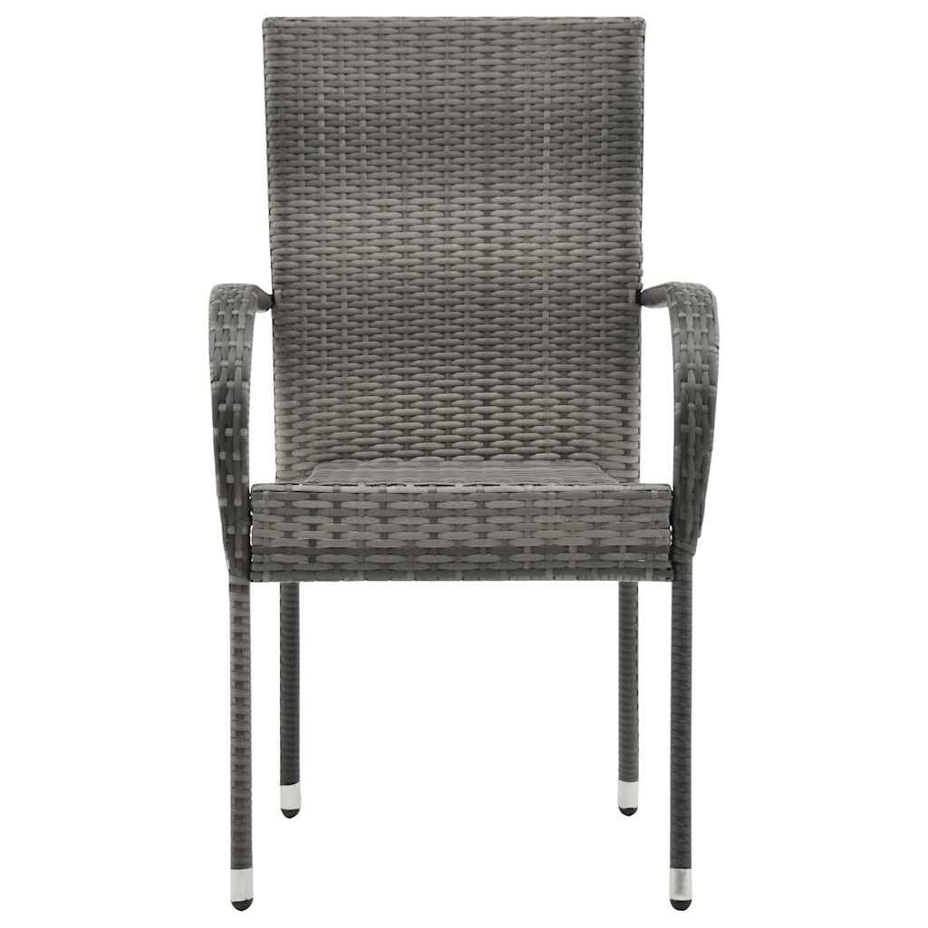 Dining Chair | Set of 2 | Grey | Poly Rattan | Standard | Stackable