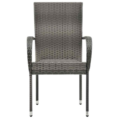 Dining Chair | Set of 2 | Grey | Poly Rattan | Standard | Stackable