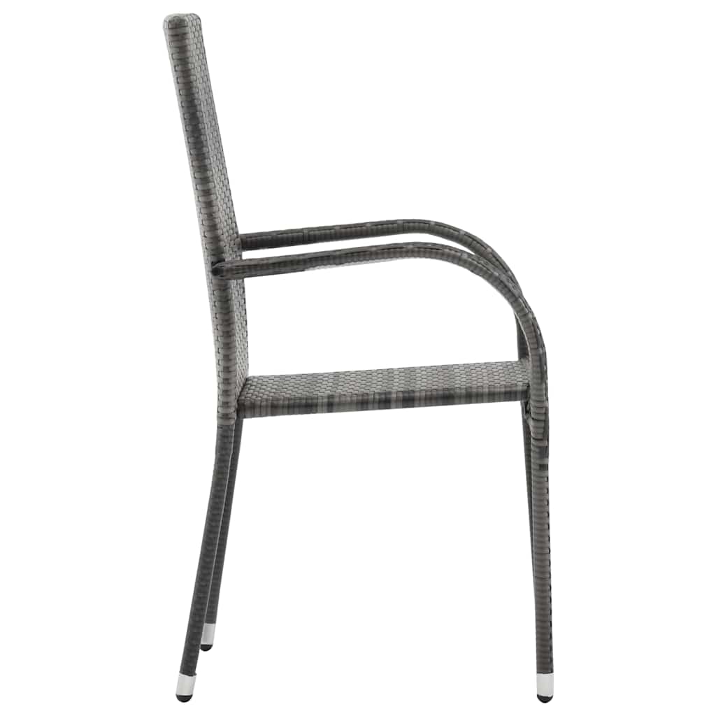 Dining Chair | Set of 2 | Grey | Poly Rattan | Standard | Stackable
