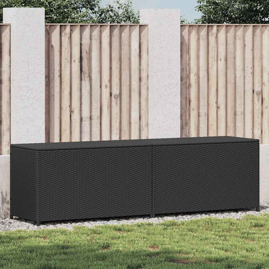 Garden Storage Box Poly Rattan 200x50x60 cm Black