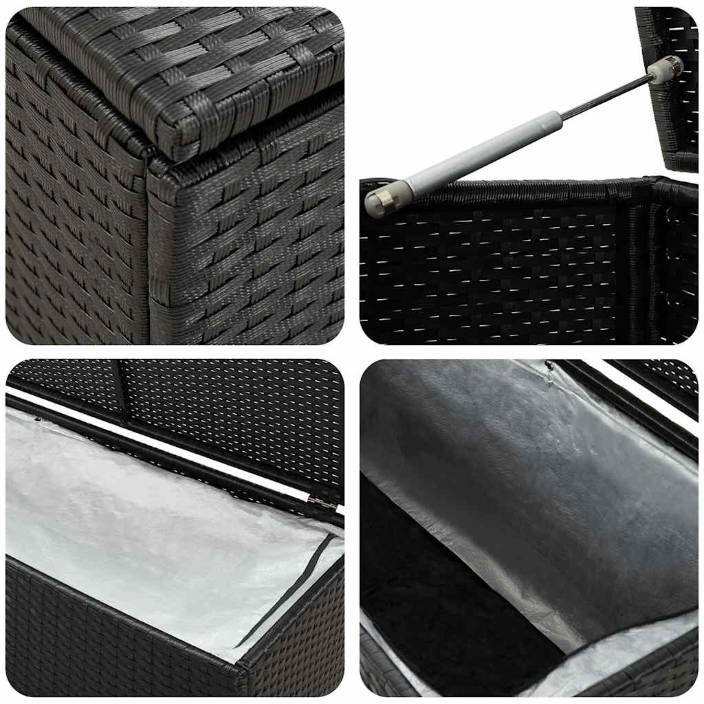 Storage Chest | Black | Polyethylene Rattan | Large | Garden Storage Box