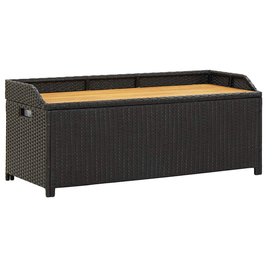 Storage Bench | Black | Poly rattan | 120 cm | Storage Bench