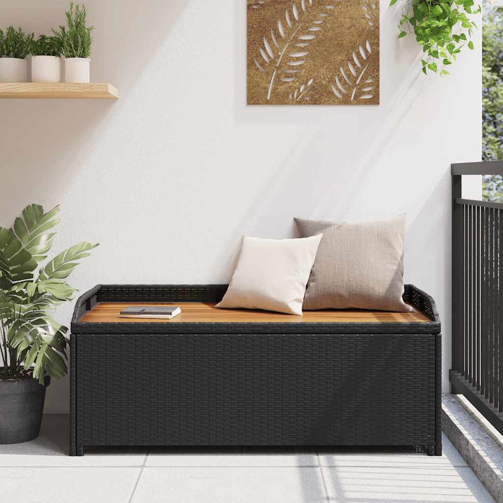 Garden Storage Bench 120 cm Poly Rattan Black