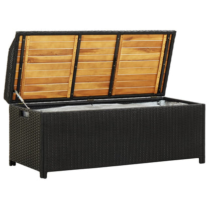 Storage Bench | Black | Poly rattan | 120 cm | Storage Bench