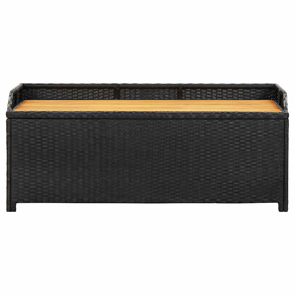Garden Storage Bench 120 cm Poly Rattan Black