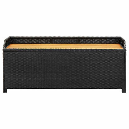 Garden Storage Bench 120 cm Poly Rattan Black