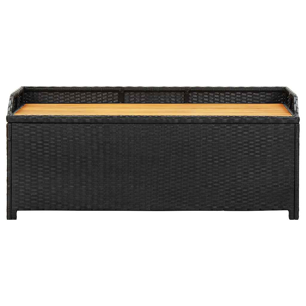 Storage Bench | Black | Poly rattan | 120 cm | Storage Bench