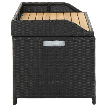 Storage Bench | Black | Poly rattan | 120 cm | Storage Bench