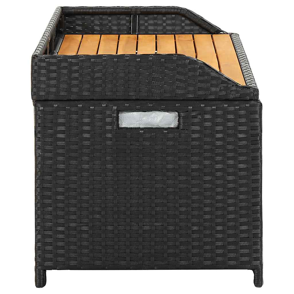 Storage Bench | Black | Poly rattan | 120 cm | Storage Bench