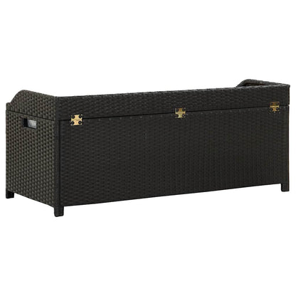Storage Bench | Black | Poly rattan | 120 cm | Storage Bench