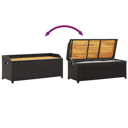 Garden Storage Bench 120 cm Poly Rattan Black