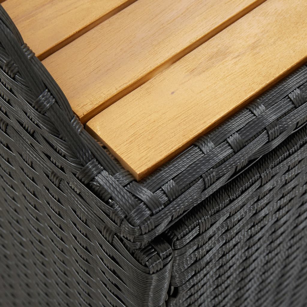 Storage Bench | Black | Poly rattan | 120 cm | Storage Bench