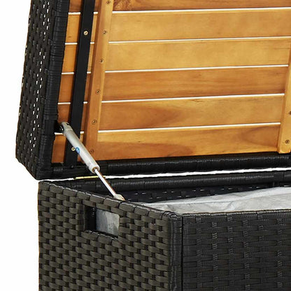 Garden Storage Bench 120 cm Poly Rattan Black