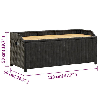 Storage Bench | Black | Poly rattan | 120 cm | Storage Bench