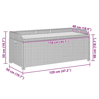 Storage Bench | Black | Poly rattan | 120 cm | Storage Bench