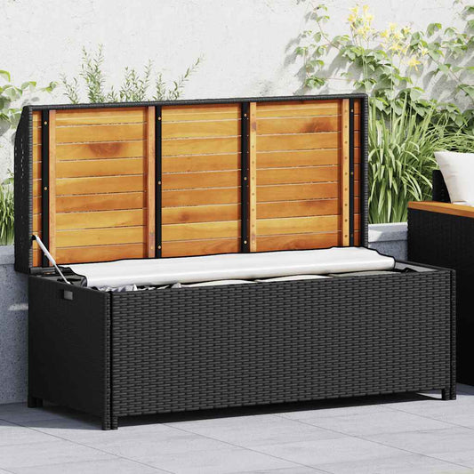 Storage Bench | Black | Poly rattan | 120 cm | Storage Bench