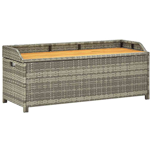 Garden Storage Bench 120 cm Poly Rattan Grey