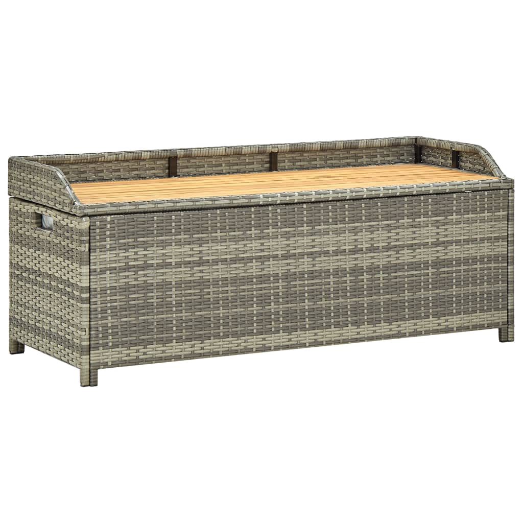 Storage Bench | Grey | Poly rattan, solid acacia wood slats, steel