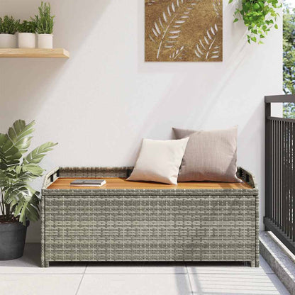 Garden Storage Bench 120 cm Poly Rattan Grey
