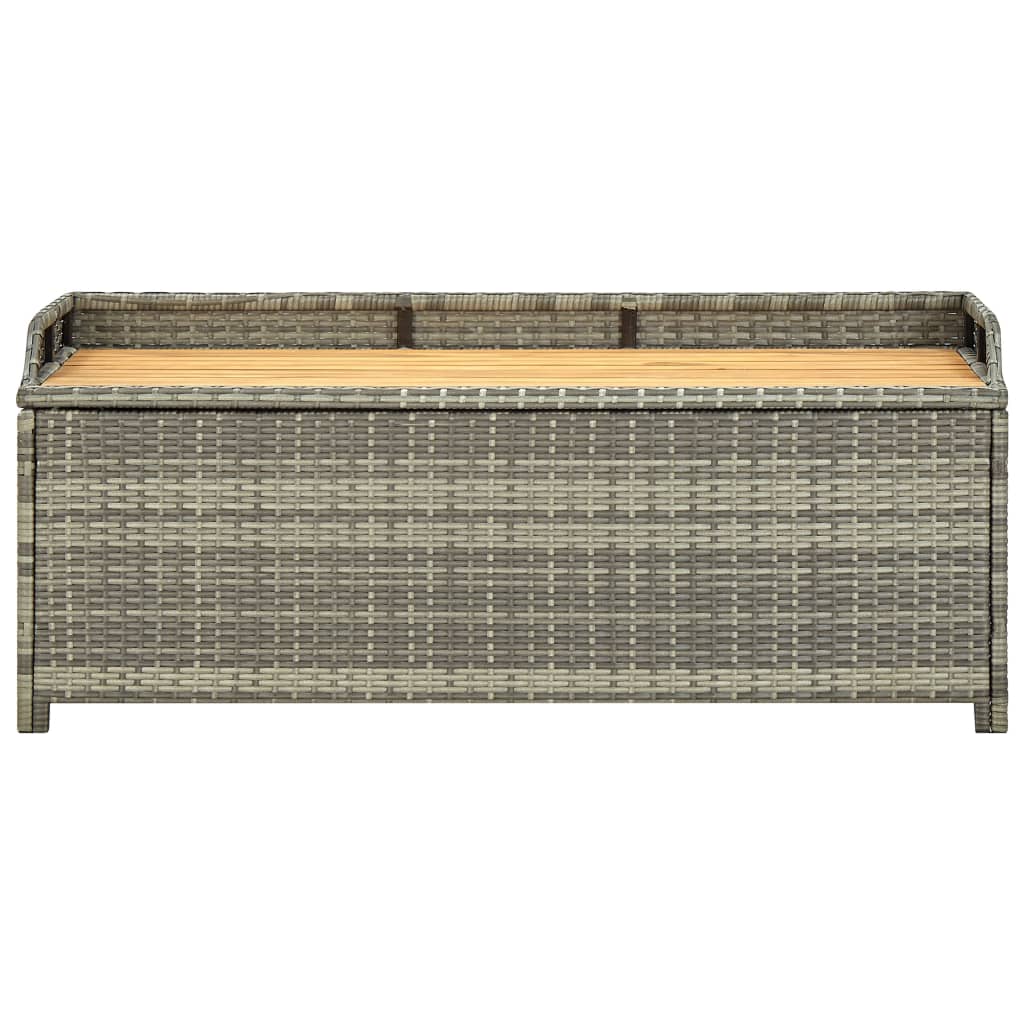 Storage Bench | Grey | Poly rattan, solid acacia wood slats, steel