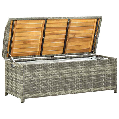 Storage Bench | Grey | Poly rattan, solid acacia wood slats, steel