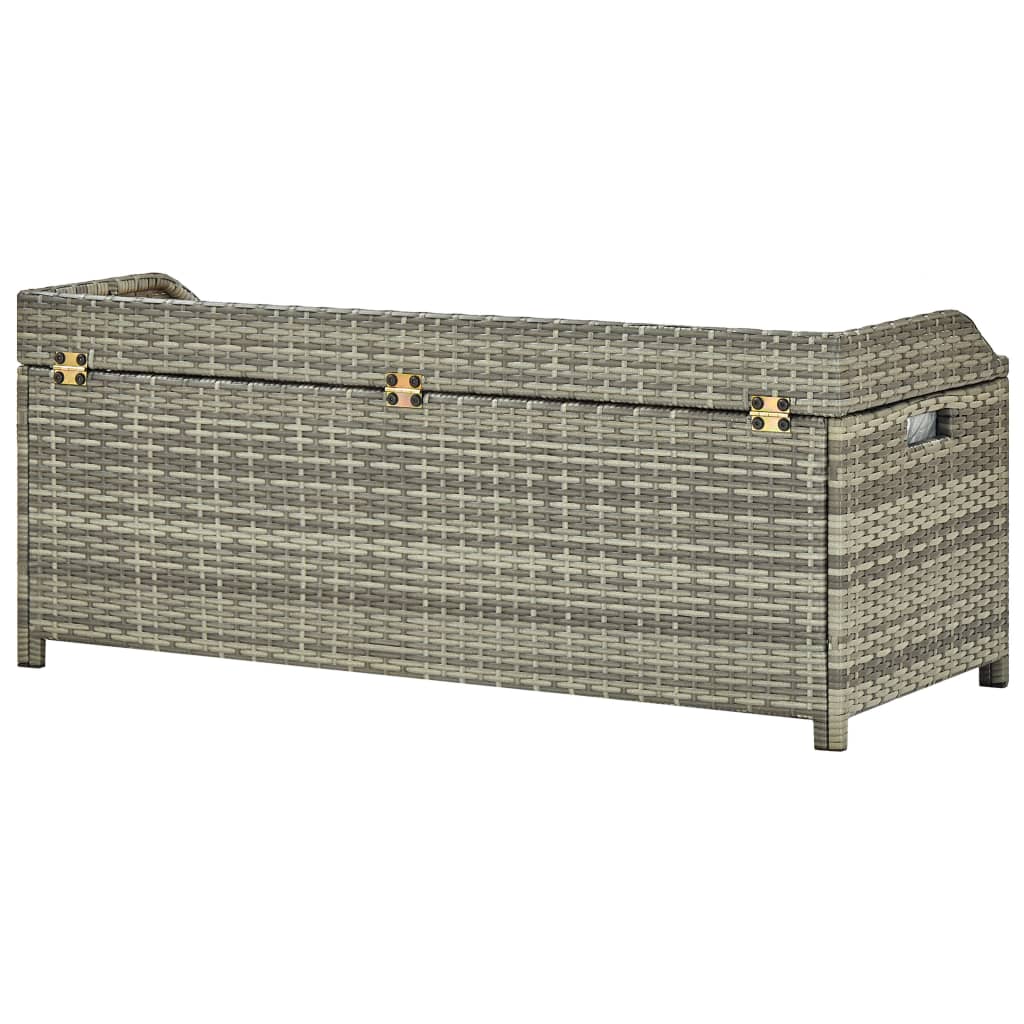 Storage Bench | Grey | Poly rattan, solid acacia wood slats, steel