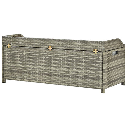 Storage Bench | Grey | Poly rattan, solid acacia wood slats, steel