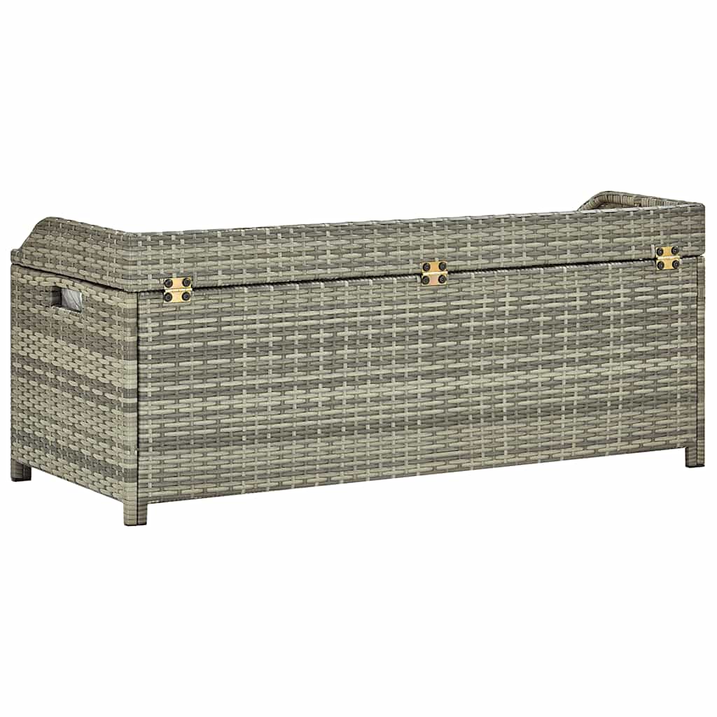 Garden Storage Bench 120 cm Poly Rattan Grey