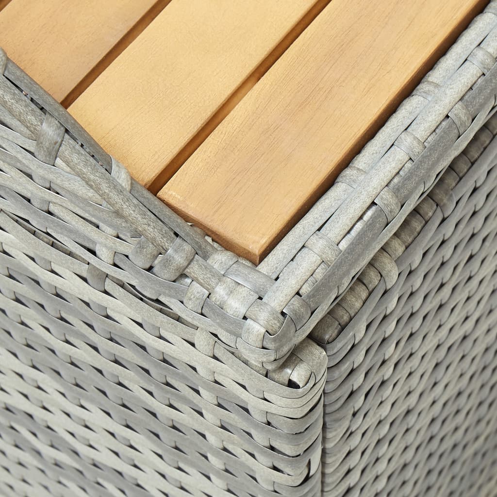 Storage Bench | Grey | Poly rattan, solid acacia wood slats, steel