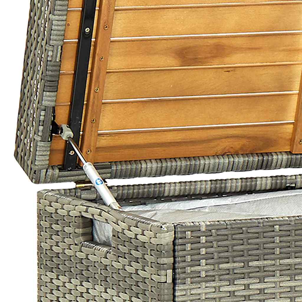 Storage Bench | Grey | Poly rattan, solid acacia wood slats, steel